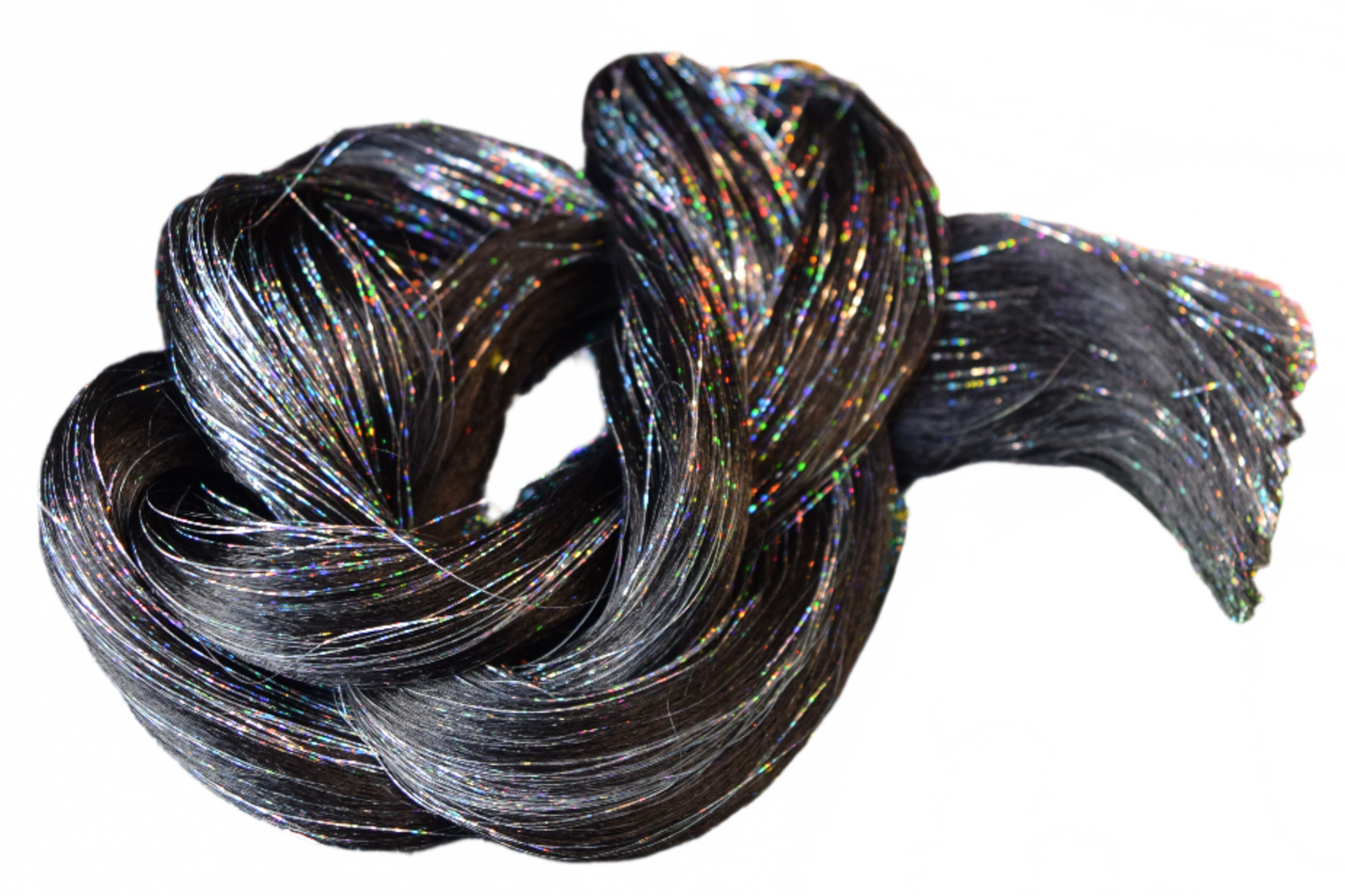 PLuTO - BLaCK with silver TiNSEL FESTiVAL BRAiD