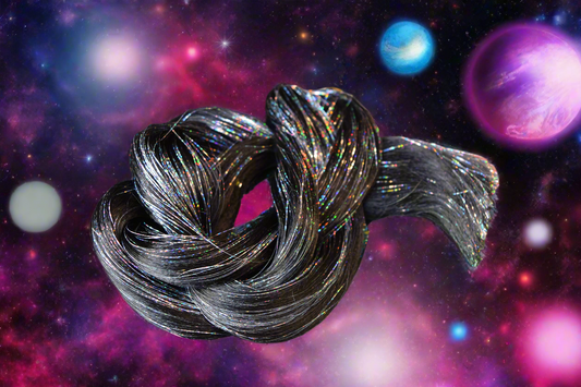 PLuTO - BLaCK with silver TiNSEL FESTiVAL BRAiD